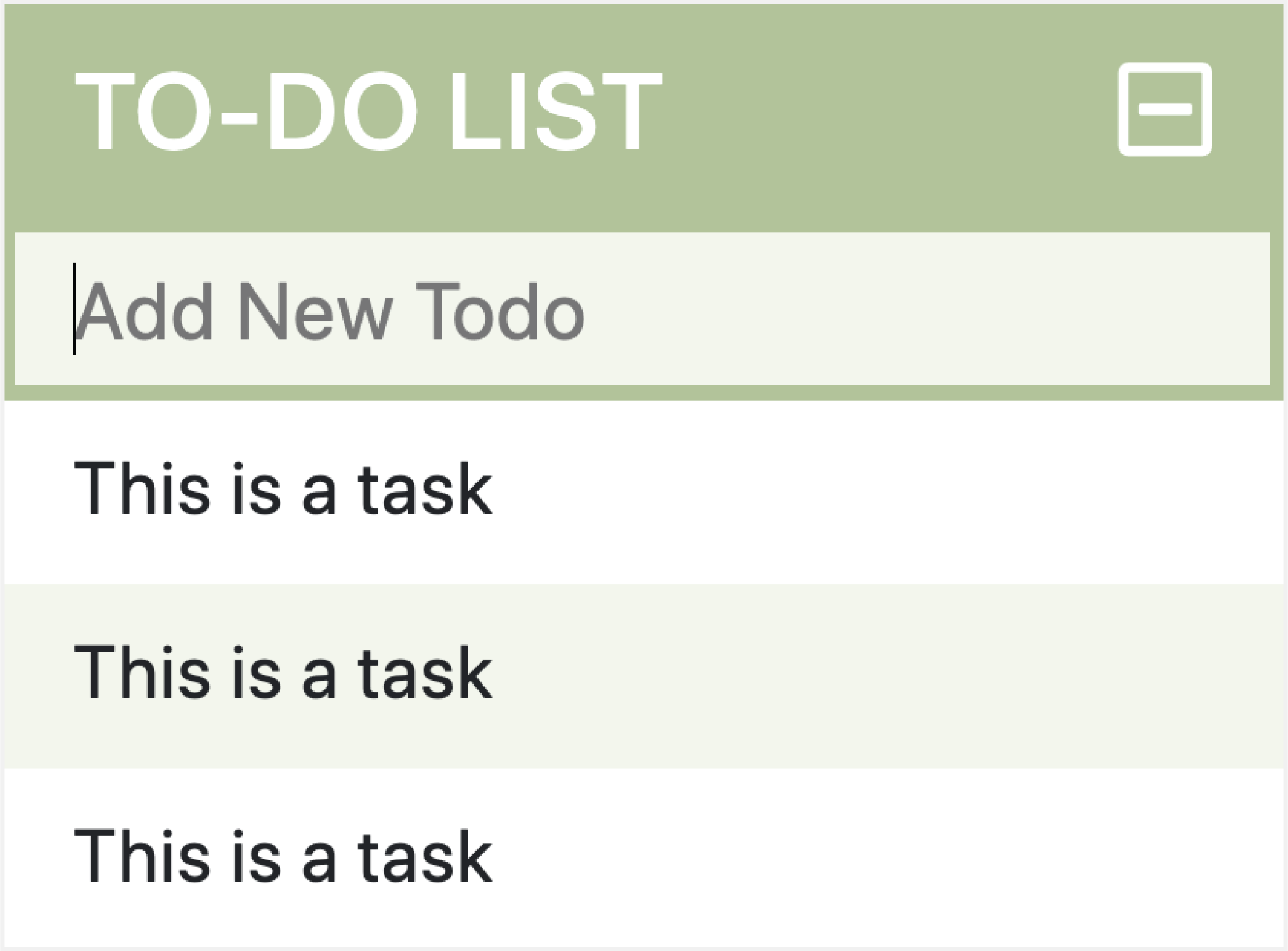 TO-DO LIST screenshot with an input box of adding new to-do